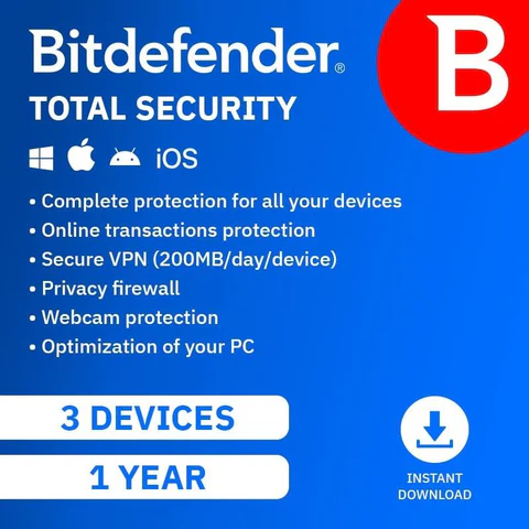 Bitdefender Total Security 3 Device 1-Year Subscription Download